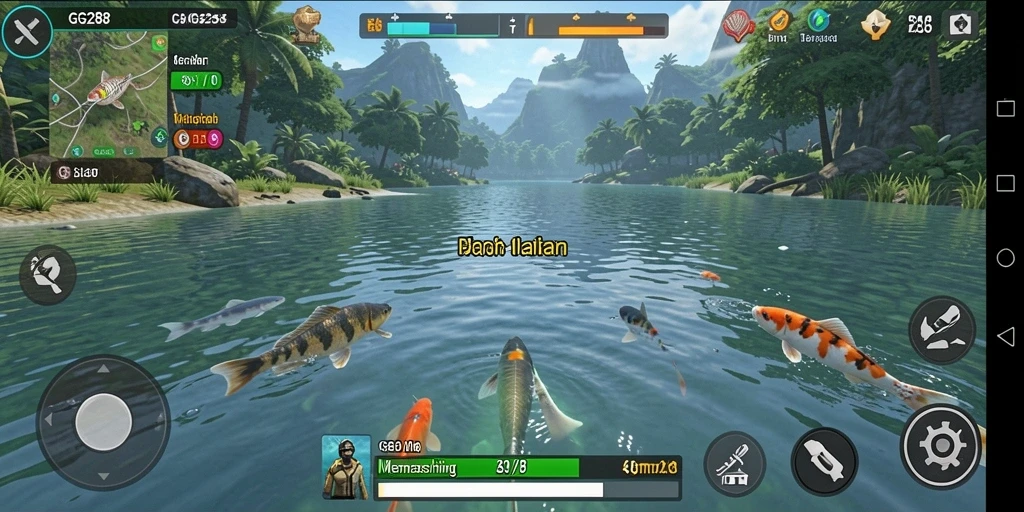 Tampilan gameplay menakjubkan dari GG288 saat menangkap ikan.