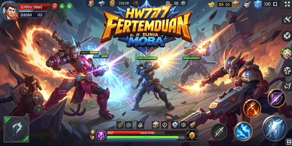 Gameplay seru HW777 dengan pertempuran tim yang intens.