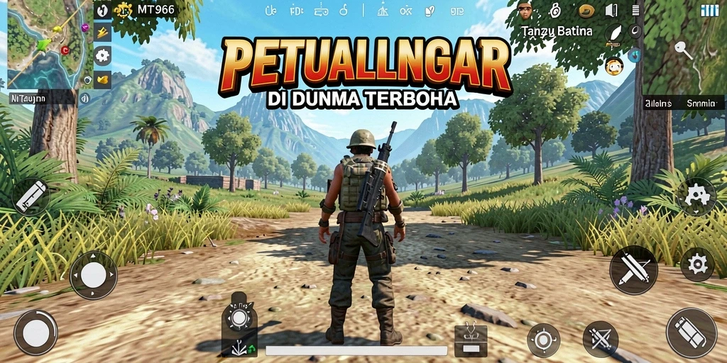 Tampilan gameplay menakjubkan dari MT966 dalam dunia terbuka yang luas.