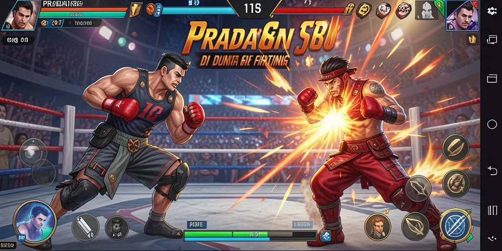 Screenshot PRADA188 menunjukkan pertarungan seru dengan karakter yang dinamis.