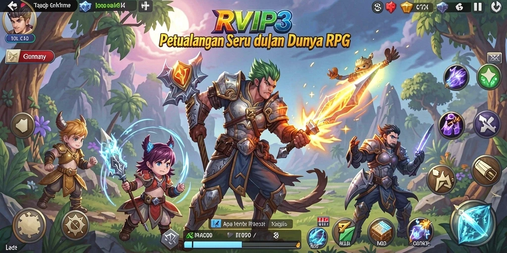 Tangkapan layar gameplay RVIP3 menampilkan aksi pertempuran yang seru.